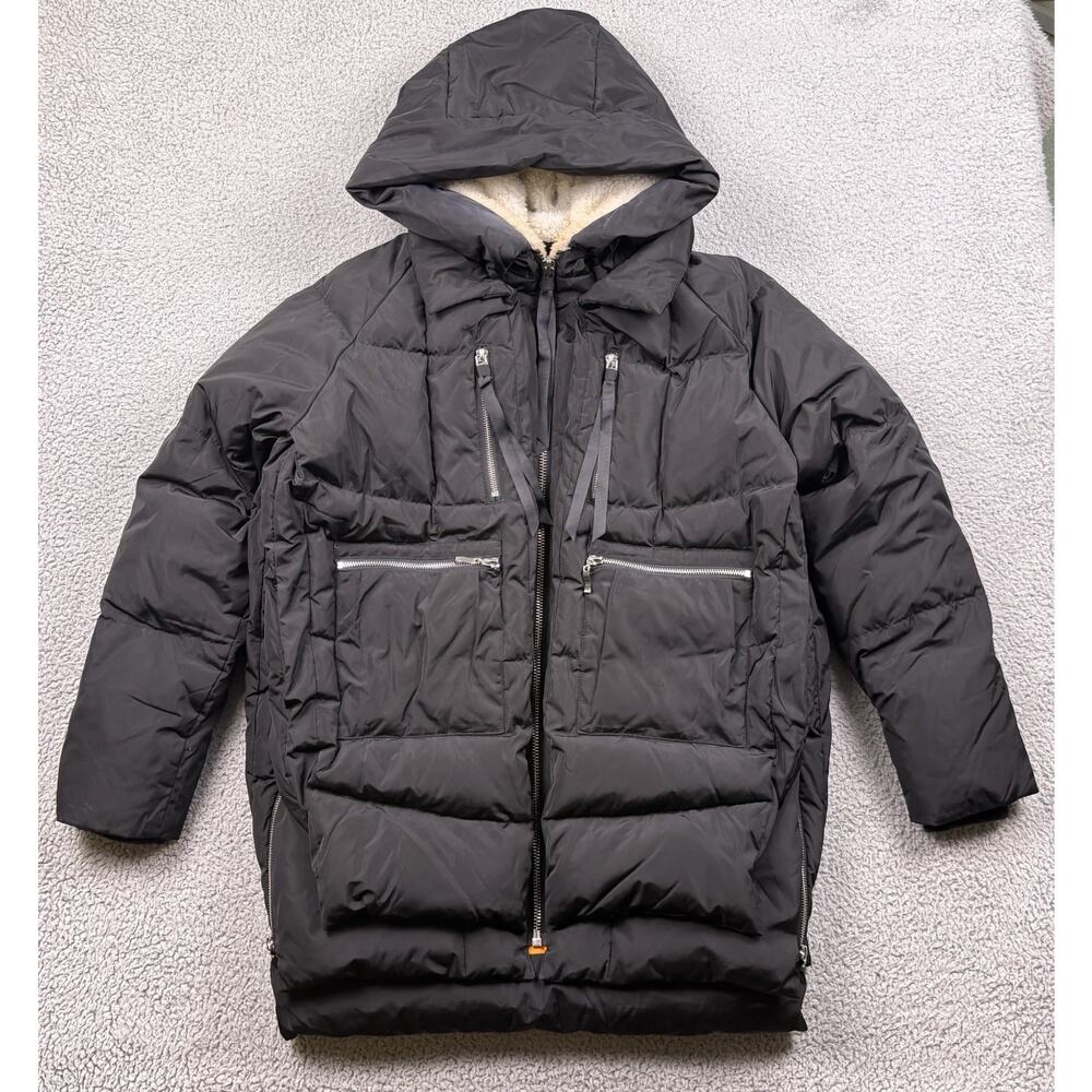 Orolay Jacket Womens Large Black Goose Down Puffer Coat Full Zip Utility Sherpa